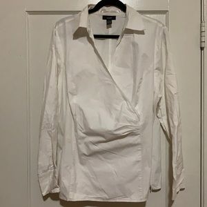 Alfari Criss Cross White Cotton Dress Shirt